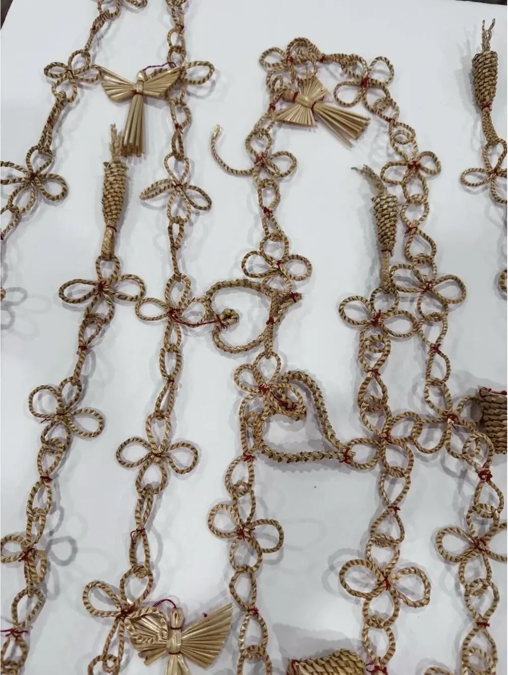 Wheat Garland, Vintage, Angels, Hearts, Bells, X3, 90 inches Ea. Christmas.